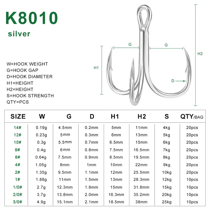 KATYUSHA 20Pcs Treble Hooks