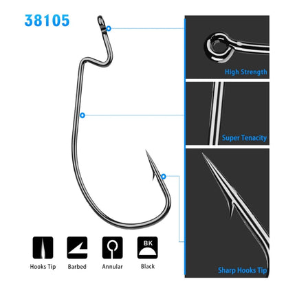 Set 10pcs Wide Gap Worm Fishing Hooks