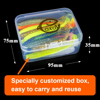 QXO Fishing Soft Lure Worm With Box Silicone