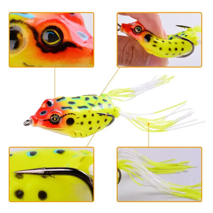 Soft Frog Fishing Lures 4 pcs + 20 space beans + pvc box